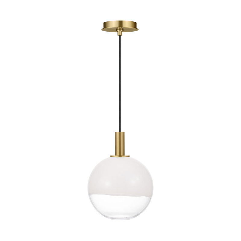 Sean Lavin Torian 1 Light Kitchen Pendant With Milk Clear Glass Mix Shade, Burnished Brass