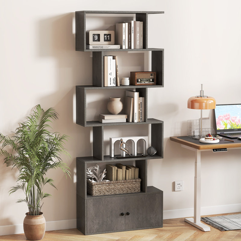 183cm H x 70cm W Geometric Bookcase, Grey