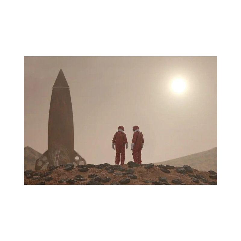 Two Astronauts on the Surface of Mars 1 Piece Wrapped Canvas Wall Art, 30.48 cm H x 45.72 cm W
