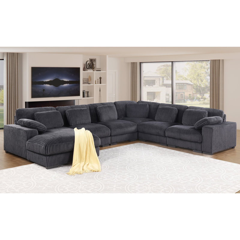Canapé modulaire en coin 155,5 po Nadine Boneless, Gris foncé