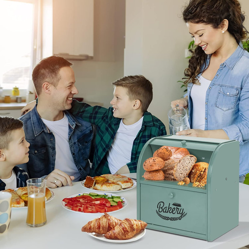 Metal Bread Box For Kitchen Countertop,Green