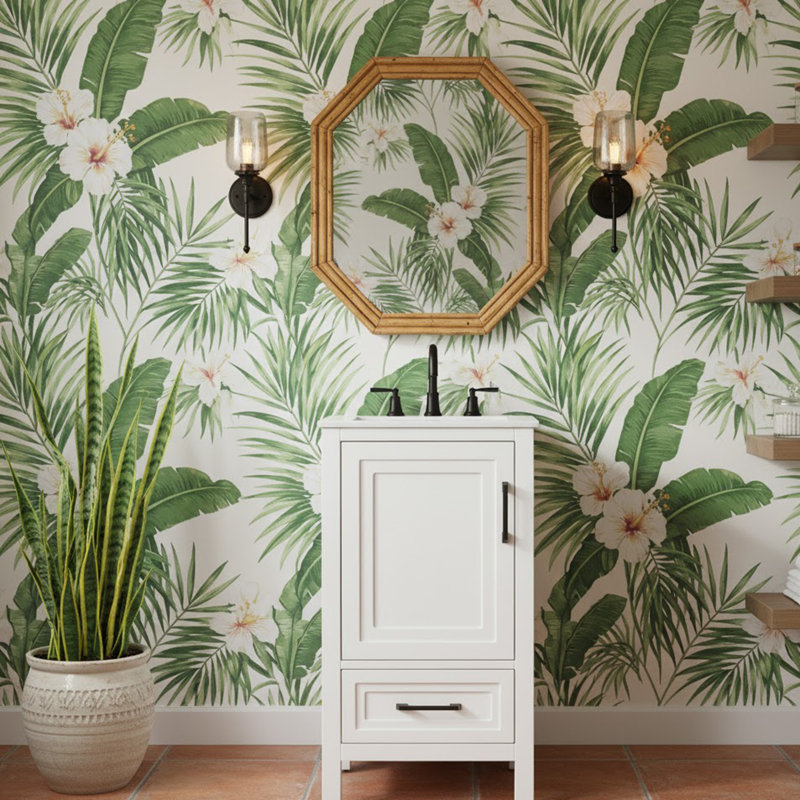 Meuble-lavabo simple de 18 po avec comptoir, Blanc