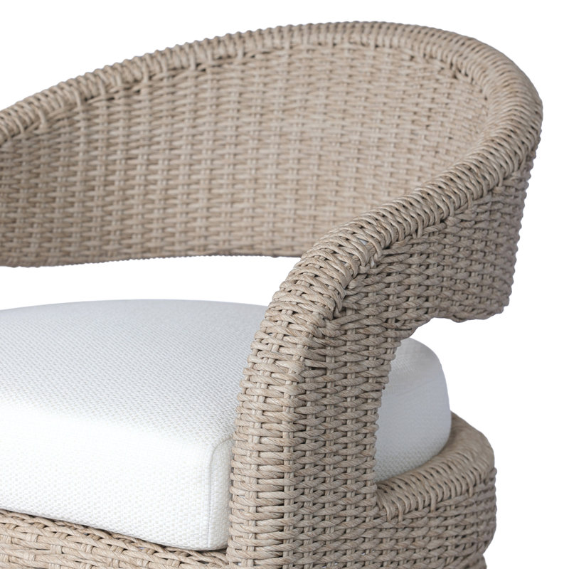 Fauteuil de salle à manger avec coussin Maxille, Brun clair