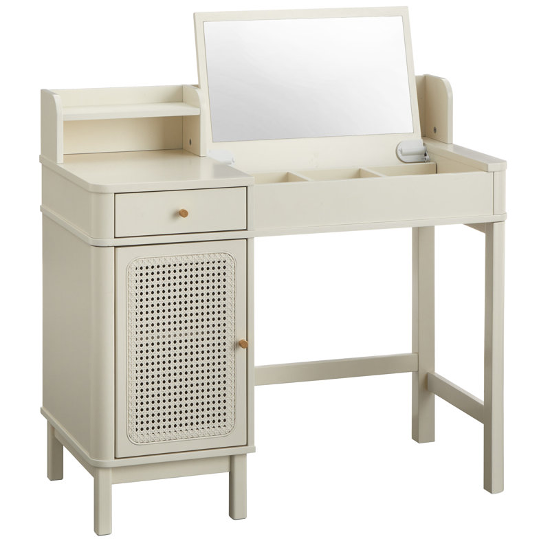 Bureau de coiffeuse et tabouret Bayview, Ivoire ivoire