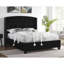 Lit tapissier contemporain avec capitonnage à boutons, garniture cloutée et éclat noir moderne