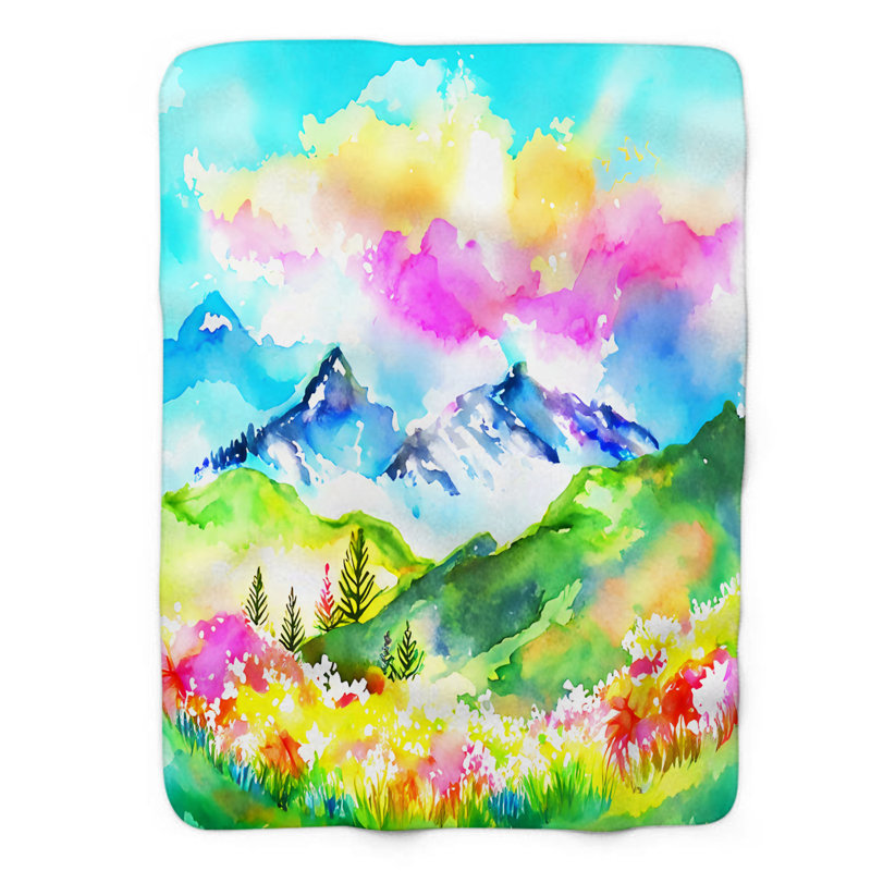 Watercolor Hills - couverture 1 pièce, Grand lit