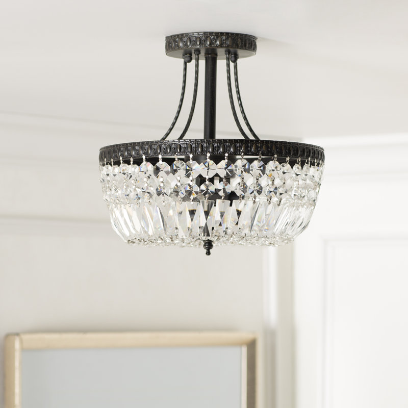 Finis 3 - Light 11.8" Antique Black Unique Bowl Semi Flush Mount