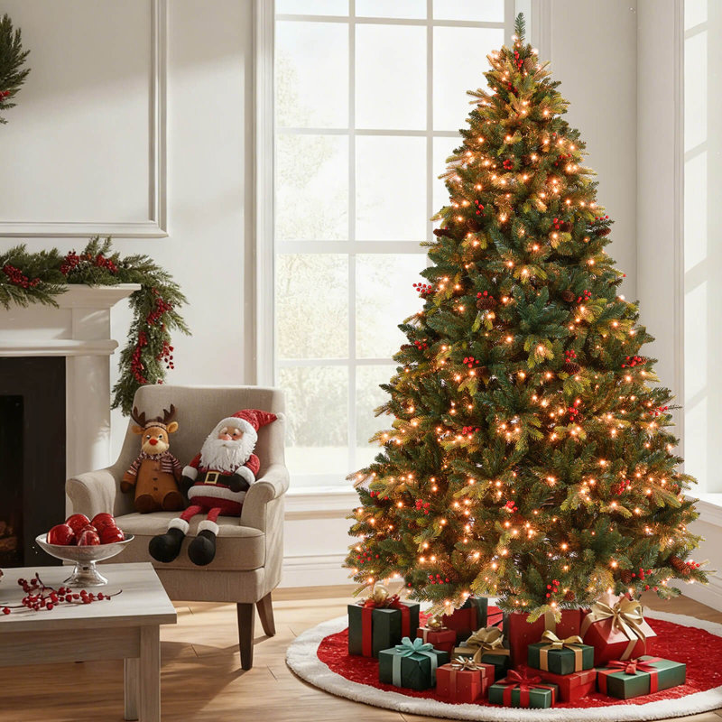 Arbre de Noël artificiel 8 pi avec 650 lumières DEL RVB et 1936 extrémités de branches, H 8 pi