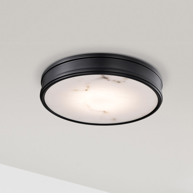 Erem  - 14 Inch LED Flush Mount with Alabaster Glass, Matte Black