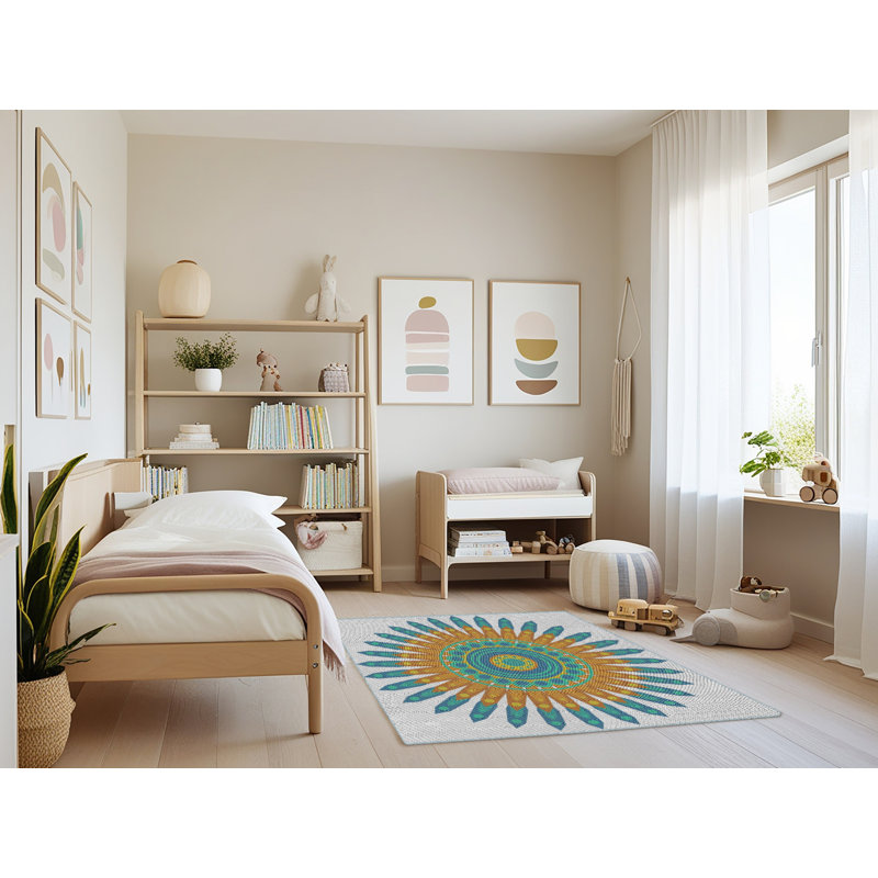 Laine tissée à la main et polyester gris/vert/jaune Tapis décoratif, Rectangle 3 pi x 5 pi