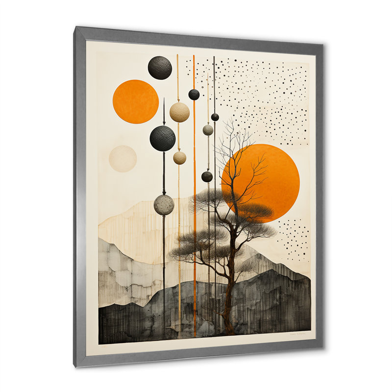 «Kristyan Orange Beige Mid Century Minimalist Oasis», reproduction d'art sur toile, H 32 po x l 24 po x P 1 po