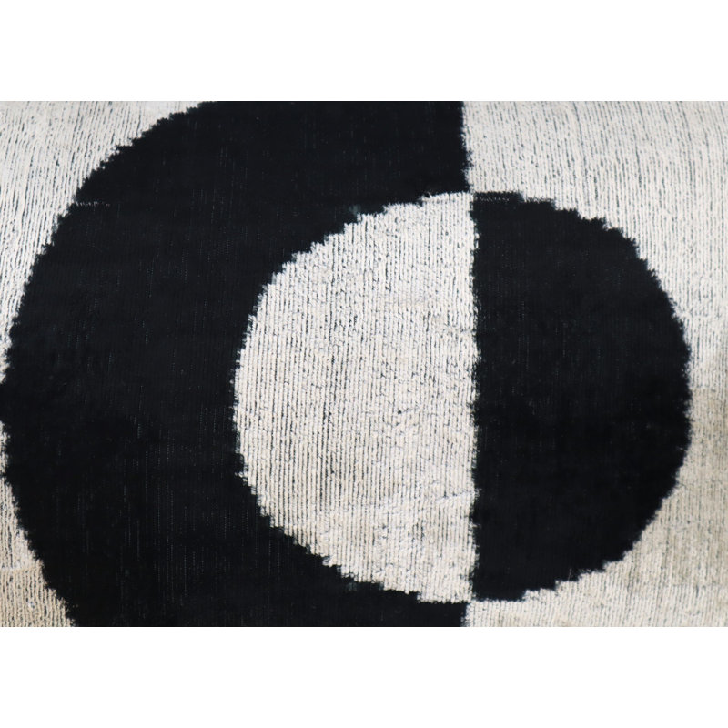 Velvet Lumbar Pillow Cover & Insert, Black/White Geometric 2