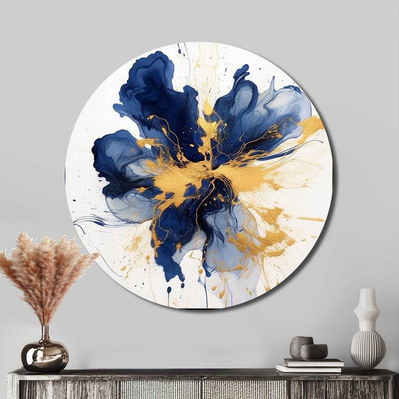Fowey - Art abstrait rond en métal, H 16 po x l 16 po
