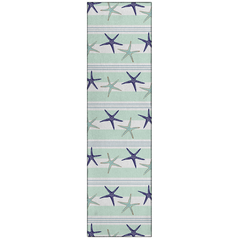 Genata Washable Geometric Indoor / Outdoor Rug, Runner 2'3" x 7'6"