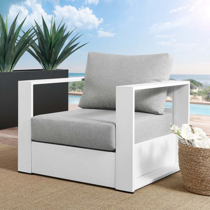 Modway Tahoe Outdoor Patio Powder-Coated Aluminum Armchair, Gray, White