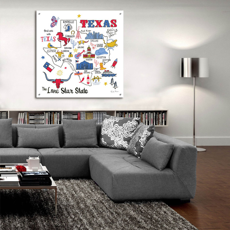  «Texas» par Farida Zaman, art mural en verre acrylique, 36 po x 36 po, H 36 po x l 36 po