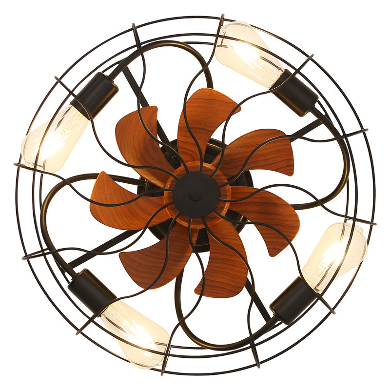 Ventilateur de plafond 20 pales à cage de 20 po sans lame avec télécommande et ensemble d'éclairage inclus