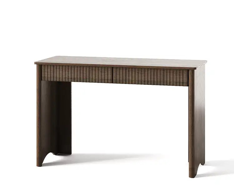 Bureau cannelé cannelé à 2 tiroirs, bureau d'ordinateur 39 po pour bureau à domicile, meuble-lavabo peu encombrant pour chambre à coucher