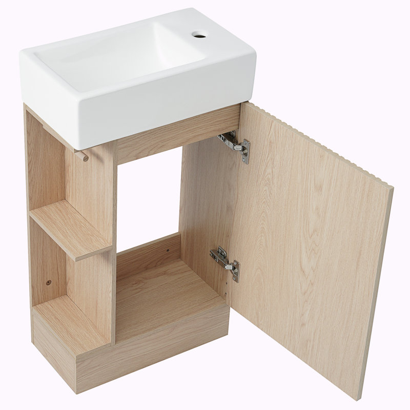 Ensemble de meuble-lavabo simple 18,6 po avec dessus Nekane, Brun