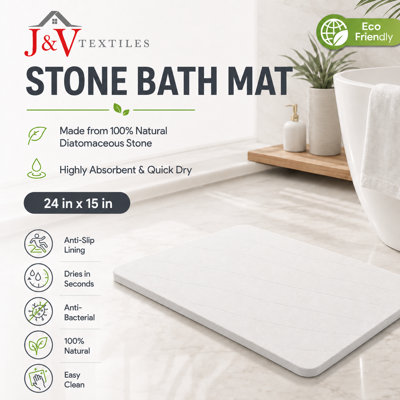 Stone Bath Mat Diatomaceous Earth Shower Mat Non-Slip Super Absorbent Diatomite Stone Mats for Bathroom Floor Quick-Drying Easy to Clean