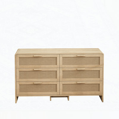 6-Drawers Rattan Storage Console Table