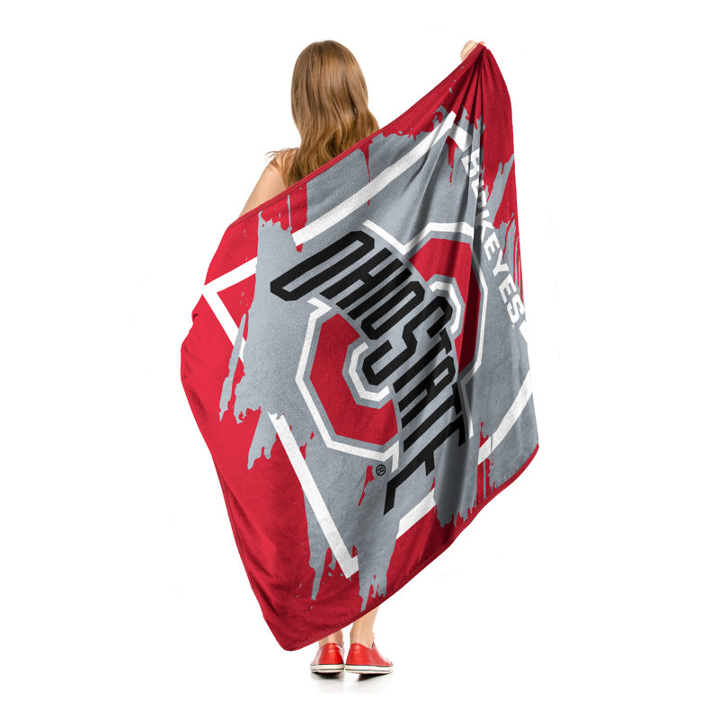 Ohio State Buckeyes Red and Gray Micro Raschel Throw Blanket