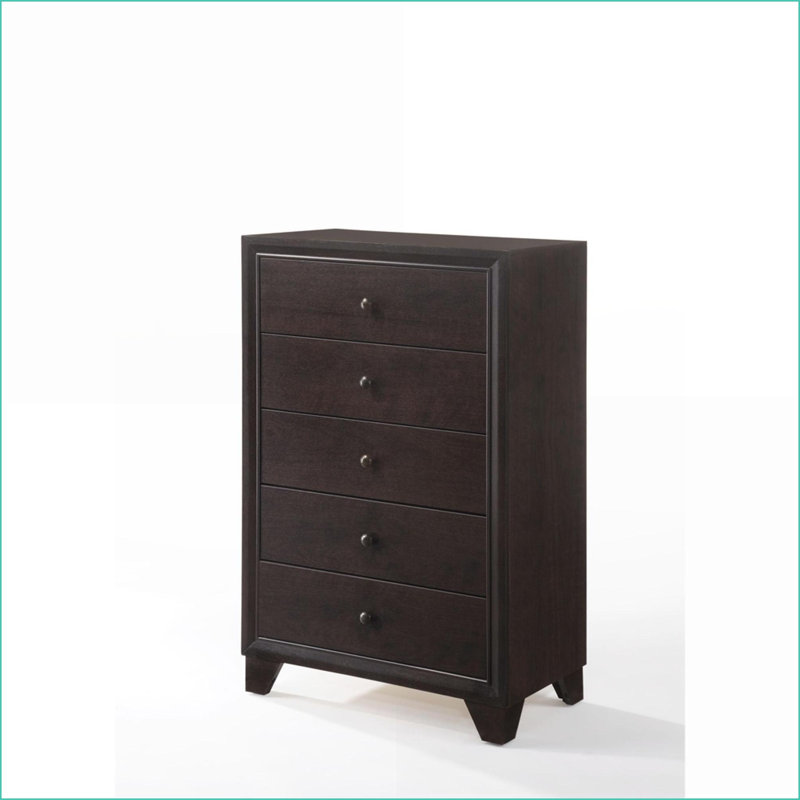 Commodes et amp; Armoires, commode traditionnelle en bois massif à 5 tiroirs espresso | Espresso | Bois synthétique