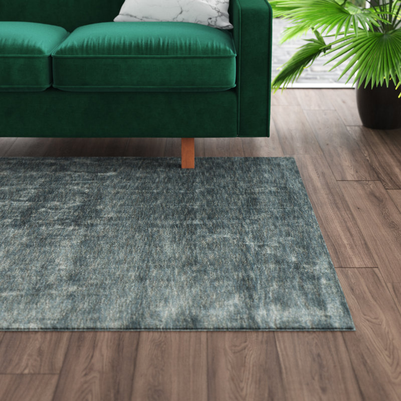 Tapis bleu-gris noué à la main Mcelroy, Rectangle 9 pi x 12 pi