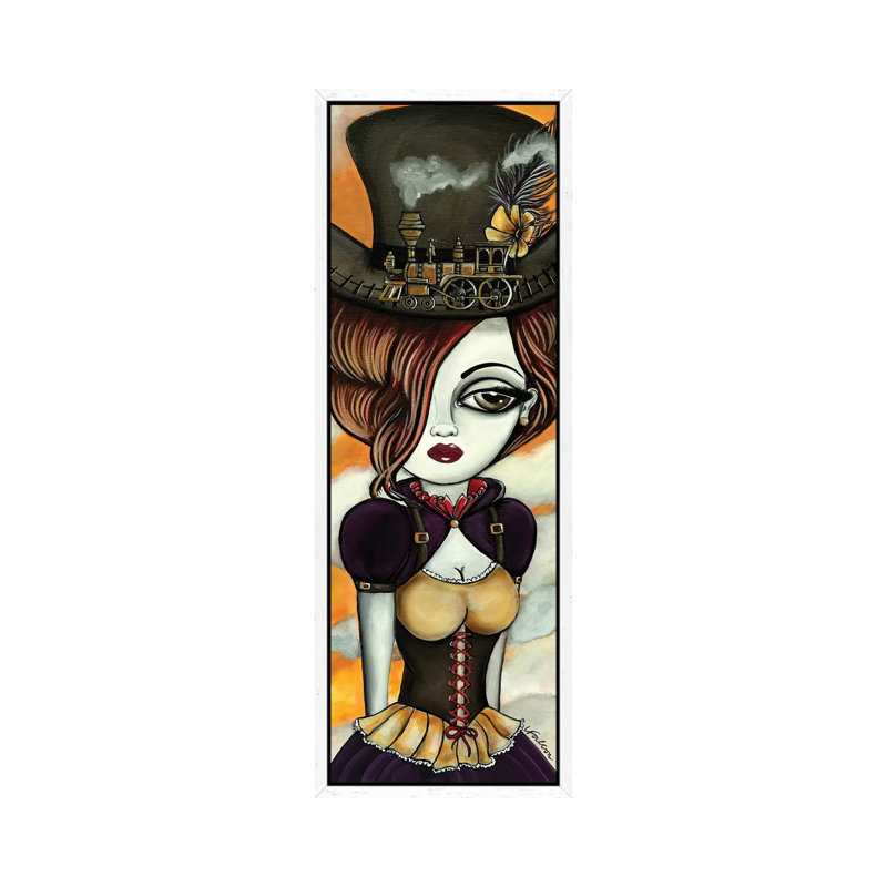 The Conductor by Lizzy Falcon - Panoramic Painting on Canvas, 121.92cm H x 40.64cm W x 3.81cm D, White Framed