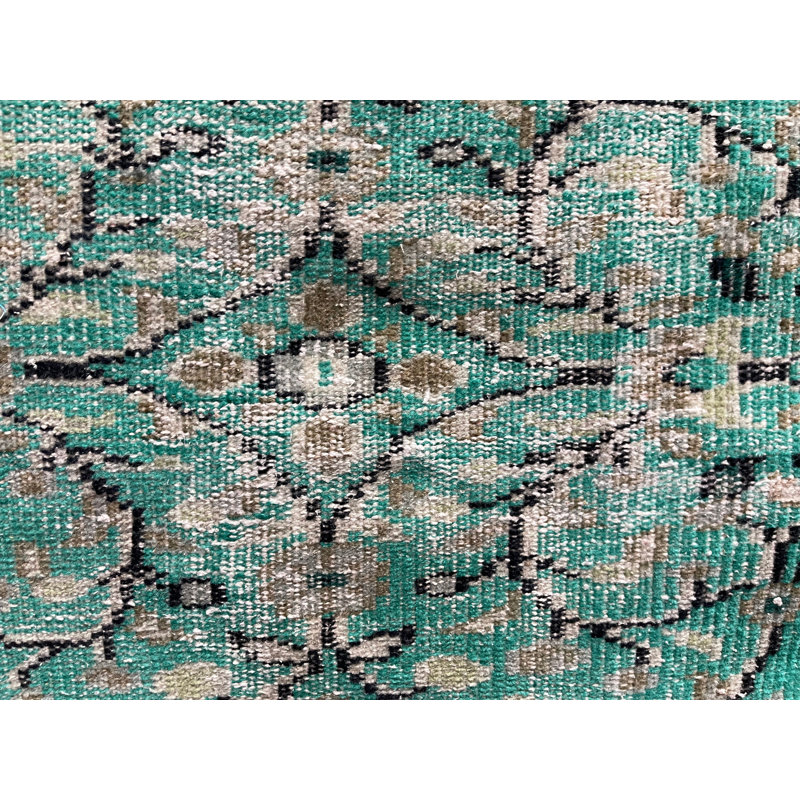 23.6x68.5 Inch Wool Runner Rug, Traditional Patchwork Green Rug