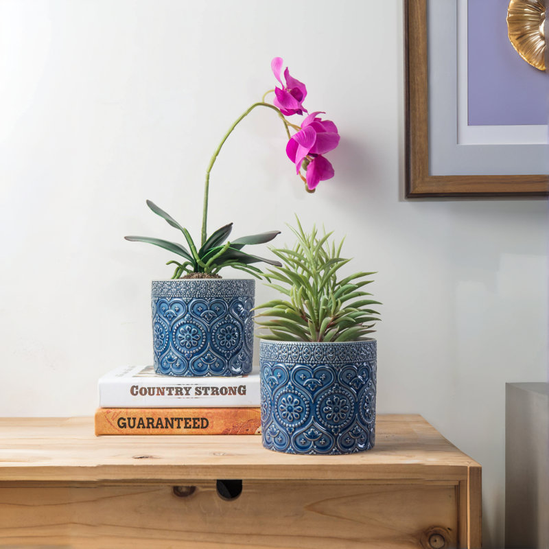 10.2 cm Blue Ceramic Pot Planter