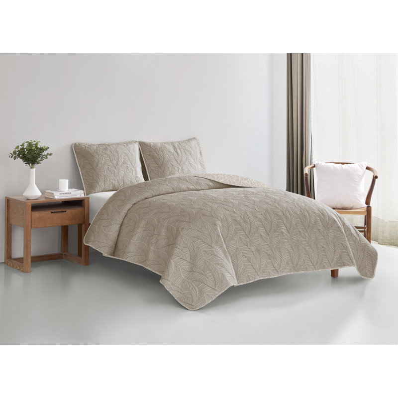 Ensemble de courtepointe réversible 3 pièces Delia, Édredon pour très grand lit + 2 très grandes ta