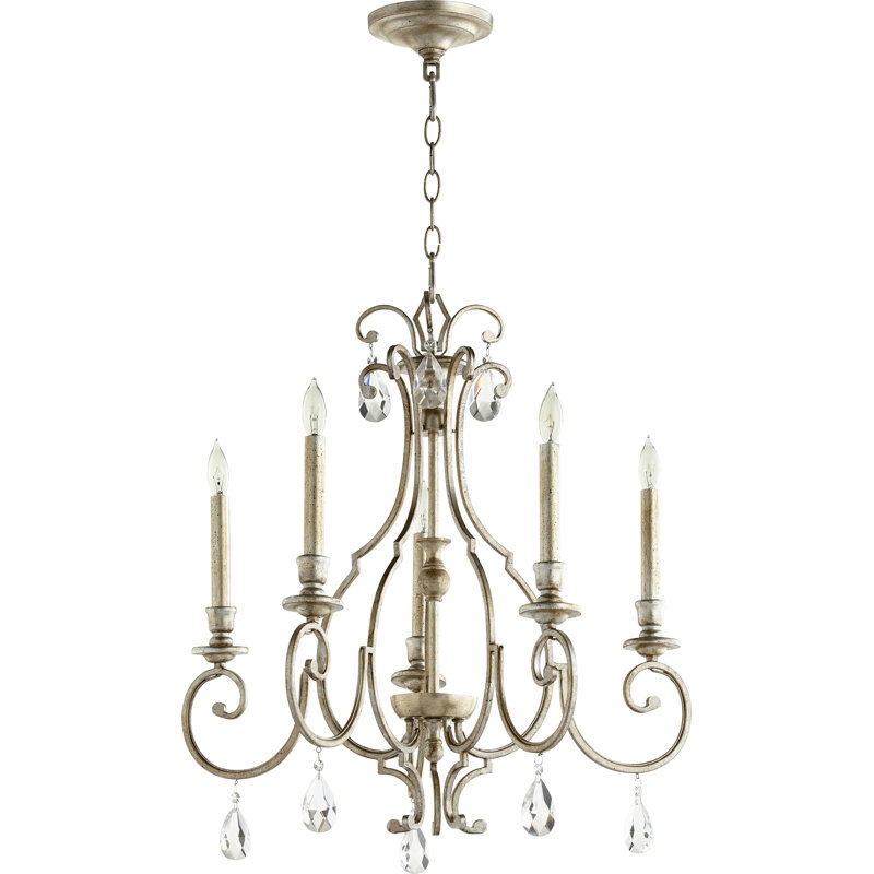 Richason 5 - Light Chandelier, Aged Silver Leaf