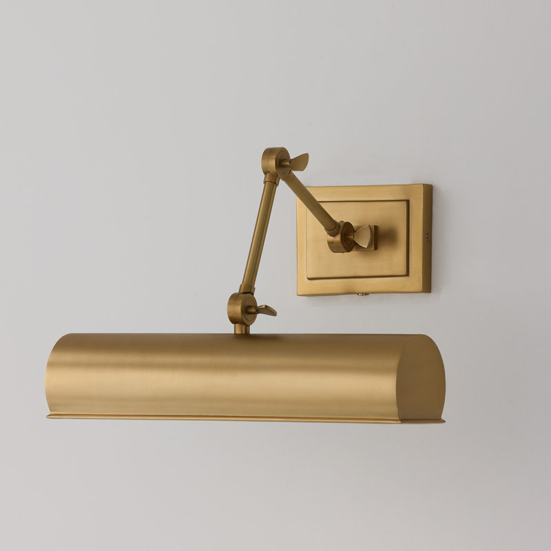 4" H x 16" W Adjustable Pivoting Picture Light Wall Sconce with Optional Plug-in and Cord Cover, Aged Brass