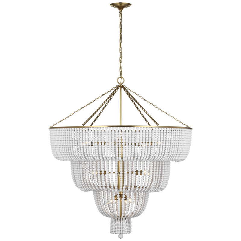 Aerin 18 - Light Chandelier, White, Hand-Rubbed Antique Brass