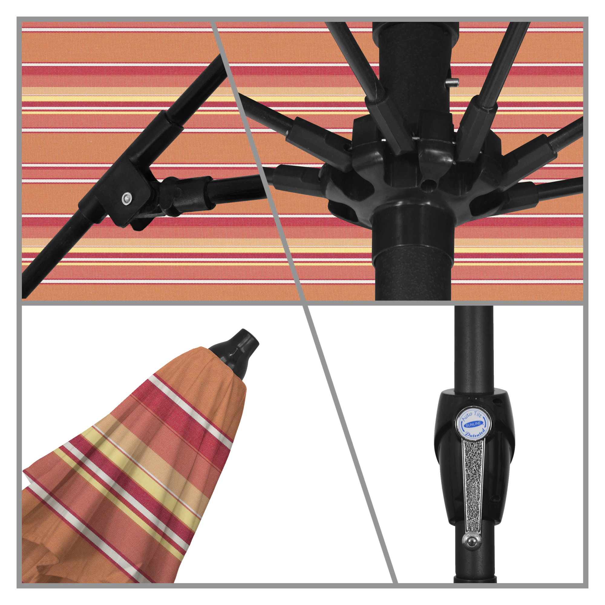 Gino 7.5' Market Sunbrella Umbrella, Dolce Mango Stripe Sunbrella®