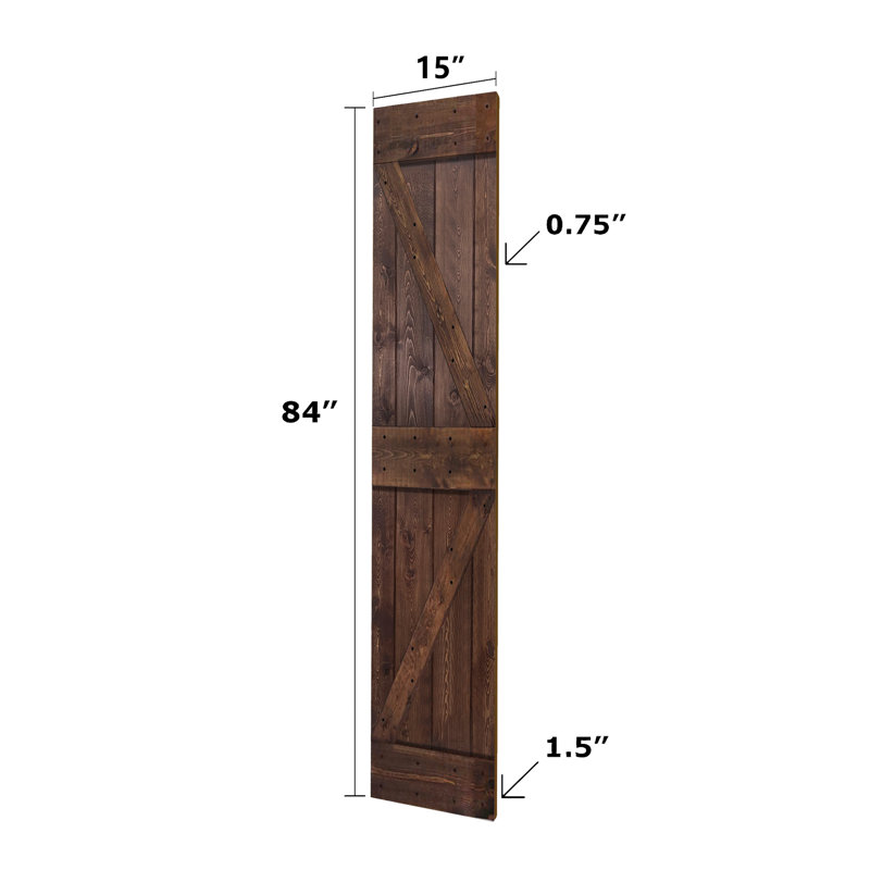Porte de grange double pliante en bois massif de style K avec ensemble de quincaillerie - Assemblage requis, 60 po x 84 po