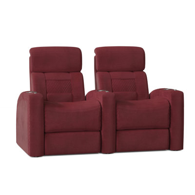 Diamond Stitch Upholstered Power Reclining Home Theater Seating with Cup Holder