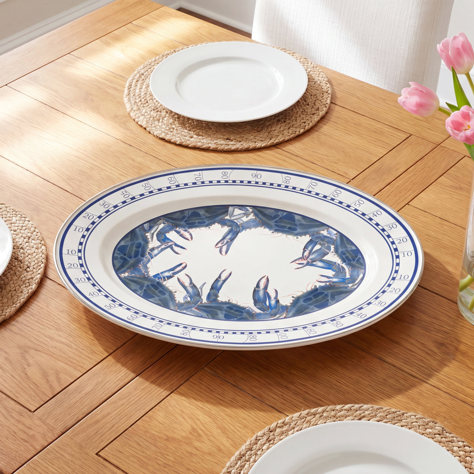 Blue Crab Enamel Platter