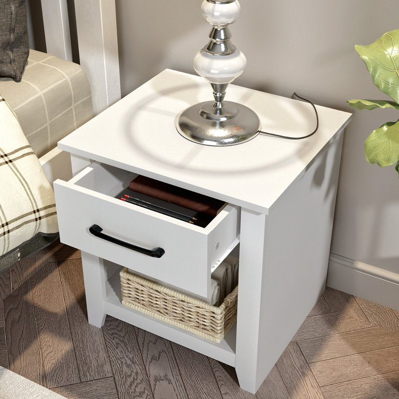 Table de chevet 1 tiroir 20,3 po Walter, Blanc mat