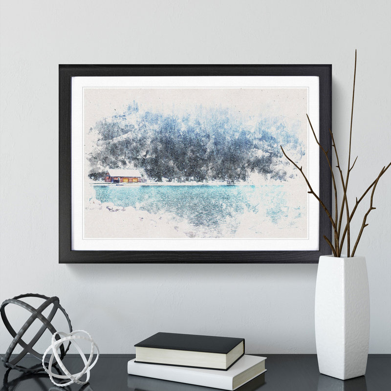 Lake Louise in Banff Canada - Picture Frame Painting Print, Black Framed, 33cm H x 45cm W x 2cm D