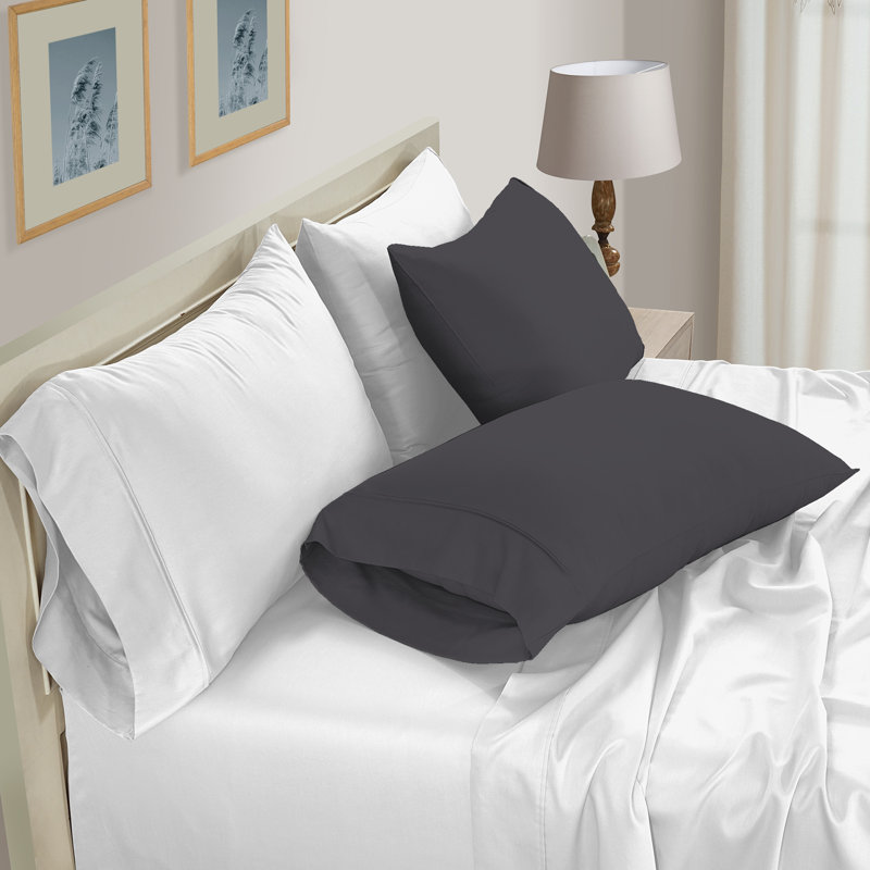 Henigman 100% Cotton Sateen Pillow Case, Dark Grey