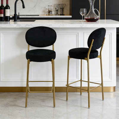 Ensemble de 2 tabourets de bar rembourrés en velours 