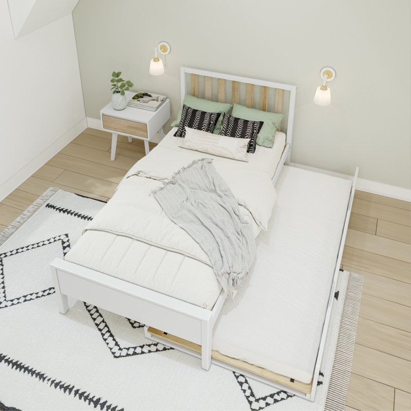 Brubaker Solid Wood Panel Bed, Simple, Blanc