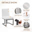 45cm H Linen Upholstered Metal Side Chair-121976092