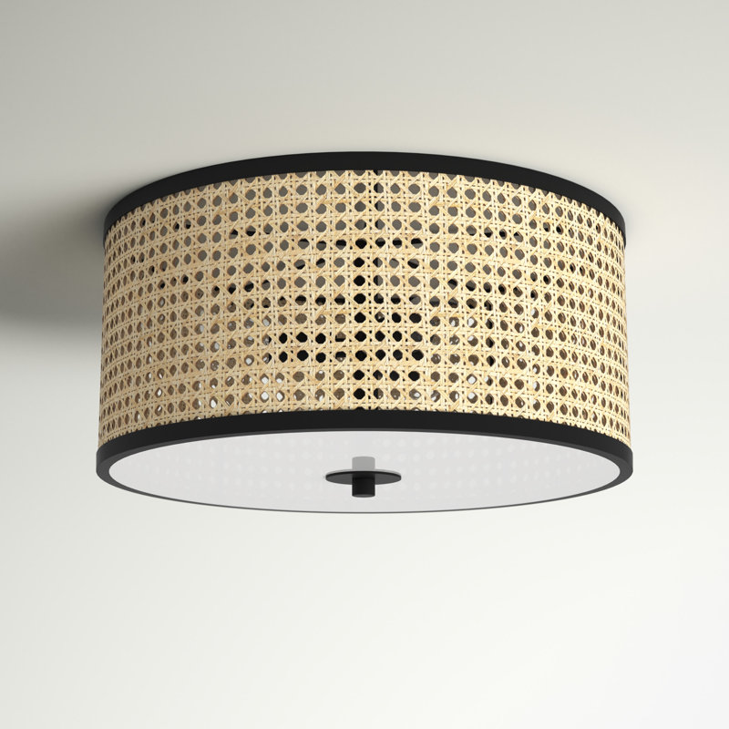 Nakuv 16'' Black Bohemian LED Flush Mount with Velvet Accents