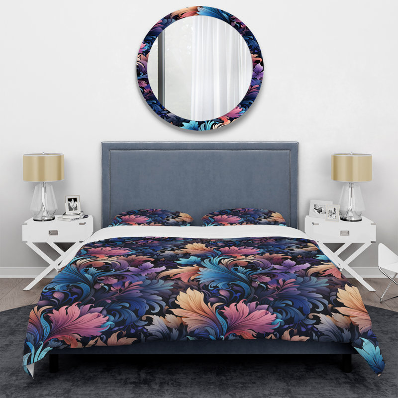 Mélange de damas tribal mauve - Ensemble de housse de couette damassé - Microfibre de polyester