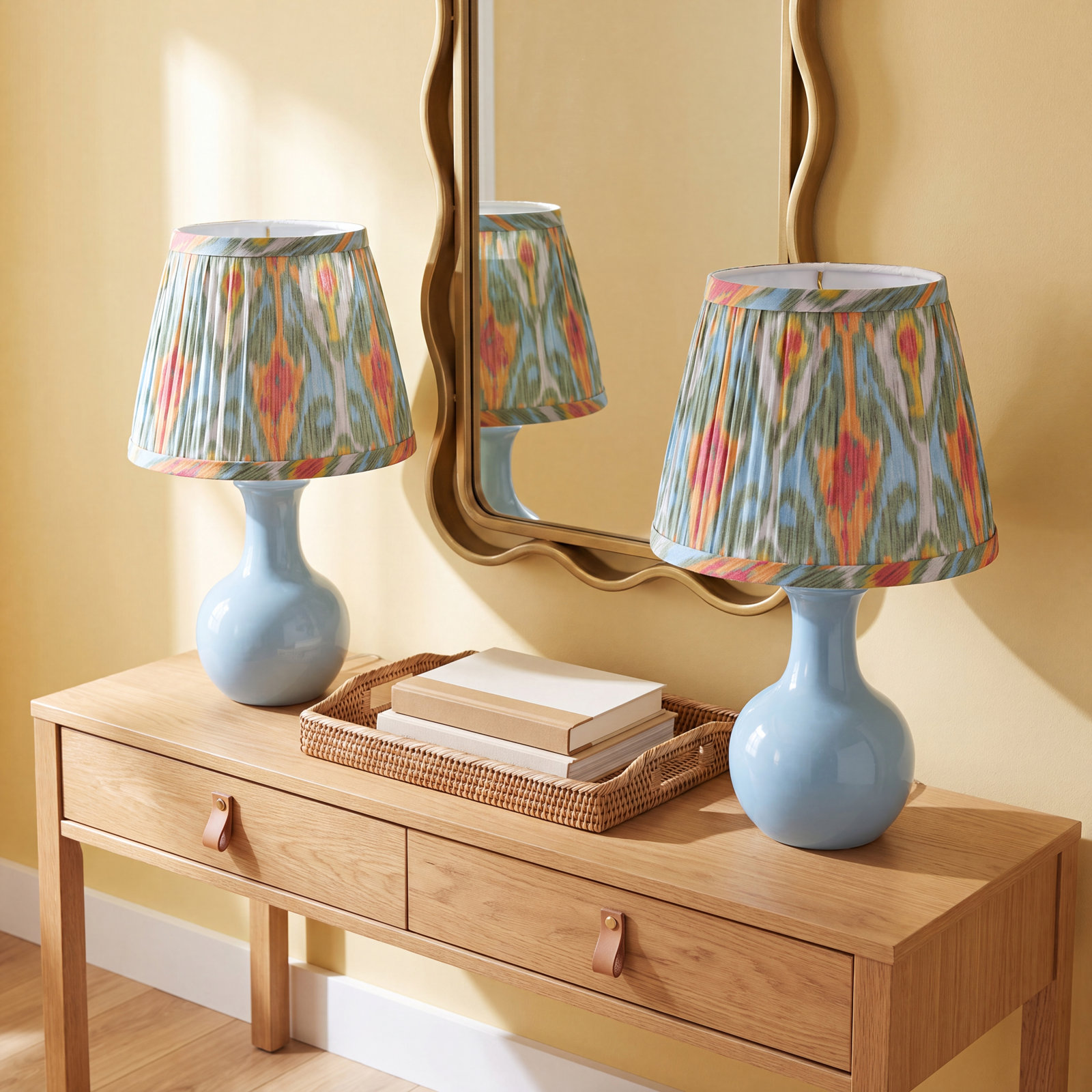 Empire Sconce Hardback Lamp Shade Set, Blue/Green/Orange