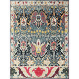 Hand Knotted Wool Geometric Area Rug in Blue/Beige/Red
