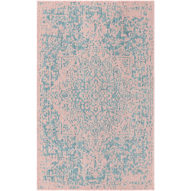 Tapis d'extérieur couleur bleu-rose, Rectangle 3 pi 3 po x 5 pi 3 po